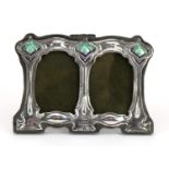 Art Nouveau style sterling silver and enamel double easel photo frame, 11.5cm x 8cm