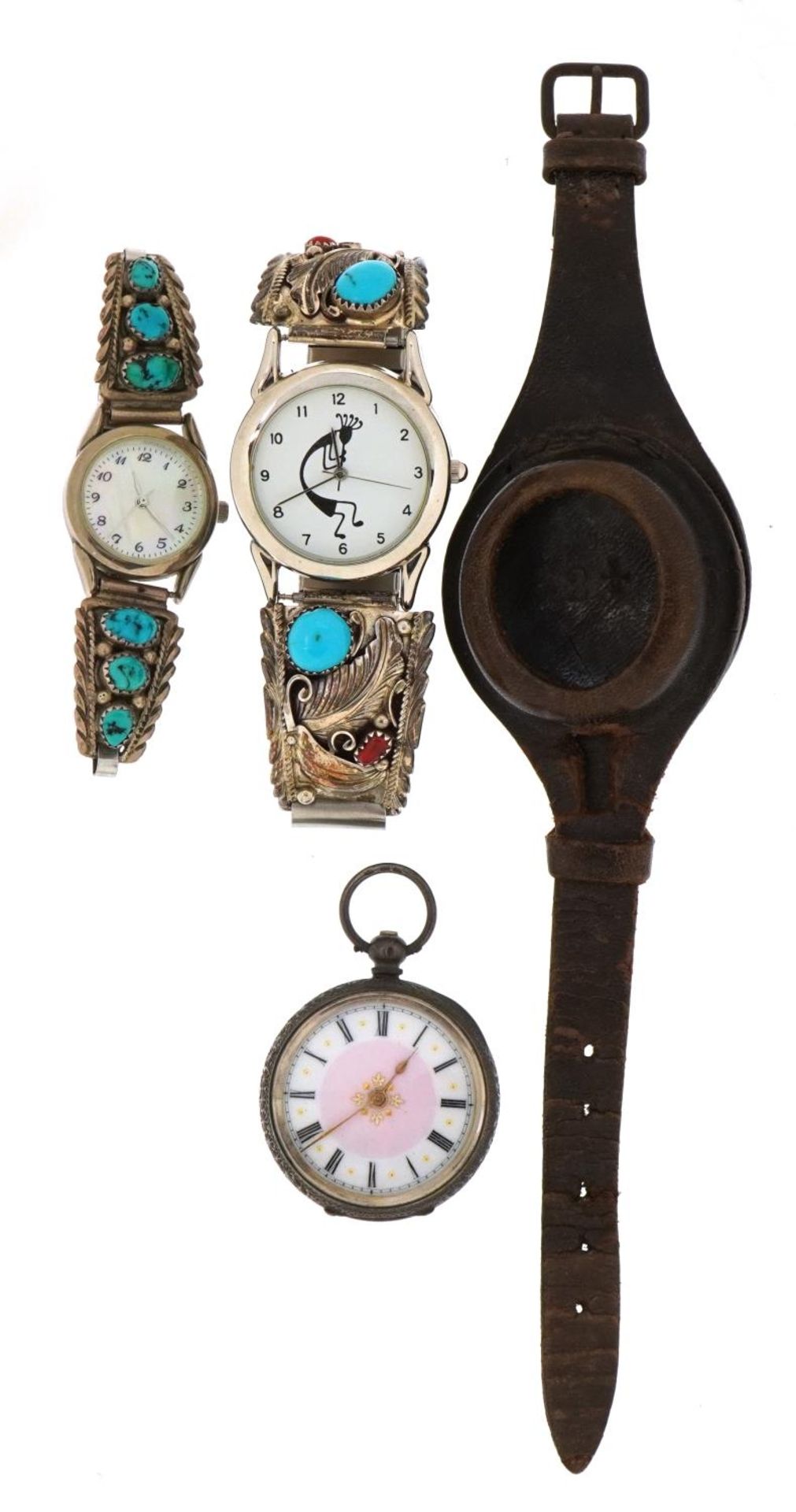 Watches and accessories comprising two wristwatches with sterling silver mounted straps set with - Image 2 of 3