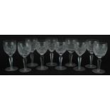 Set of ten cut crystal glasses, 15.5cm high