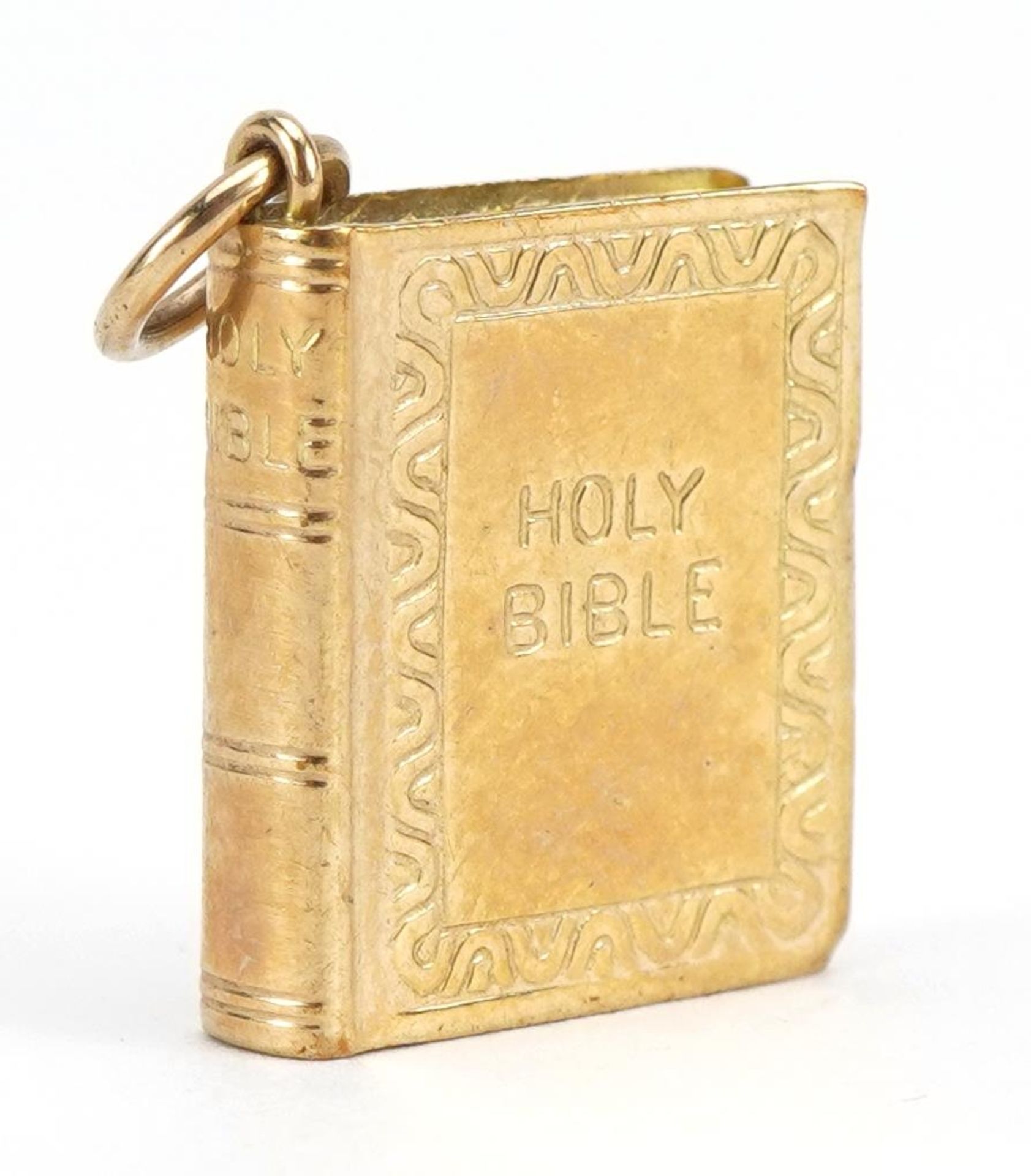 9ct gold bible charm, 1.7cm high, 1.4g