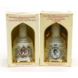 Two Bell's whisky commemorative decanters with contents comprising wedding of HRH Prince Charles