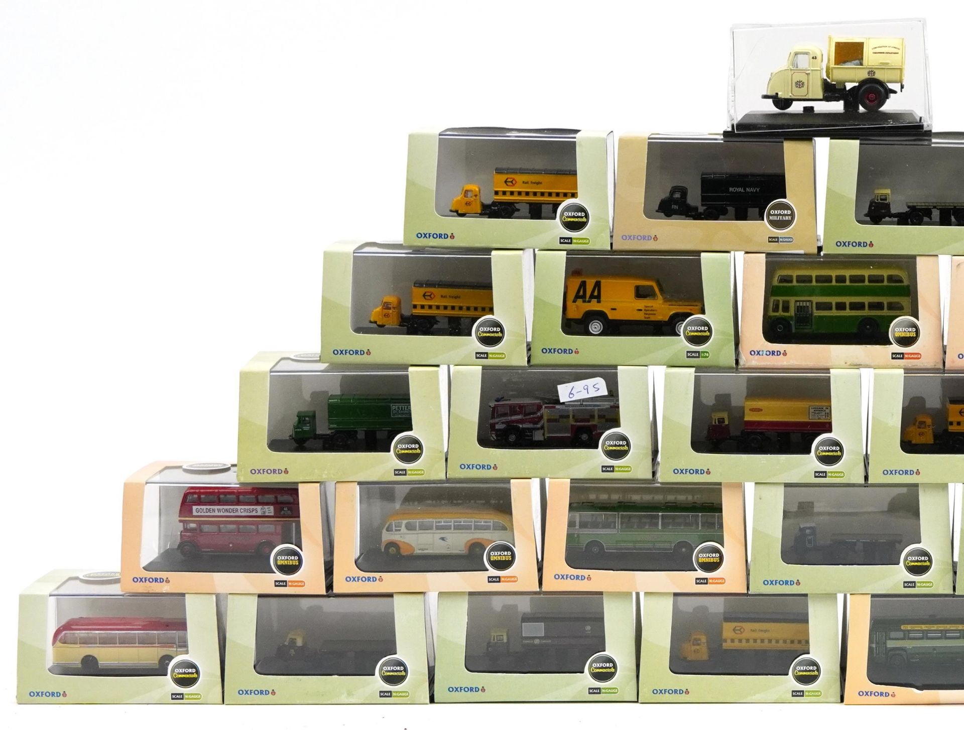Thirty one Oxford diecast N gauge model vehicles with cases - Image 2 of 4