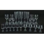 Swedish glassware purchased from Liberty & Co including set of six and sets of four, the largest