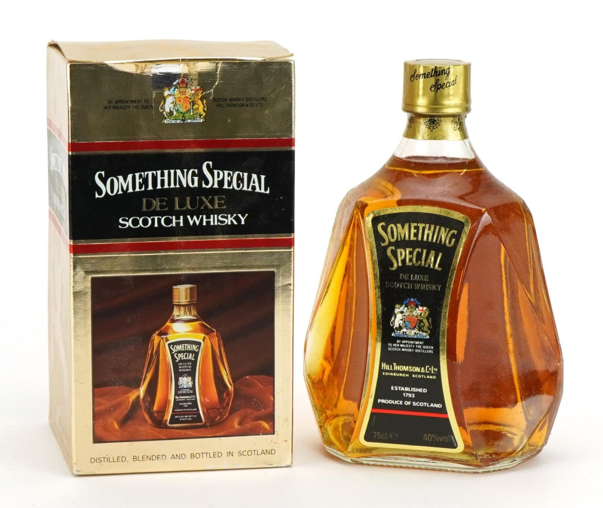 Bottle of Something Special deluxe Scotch whiskey with box