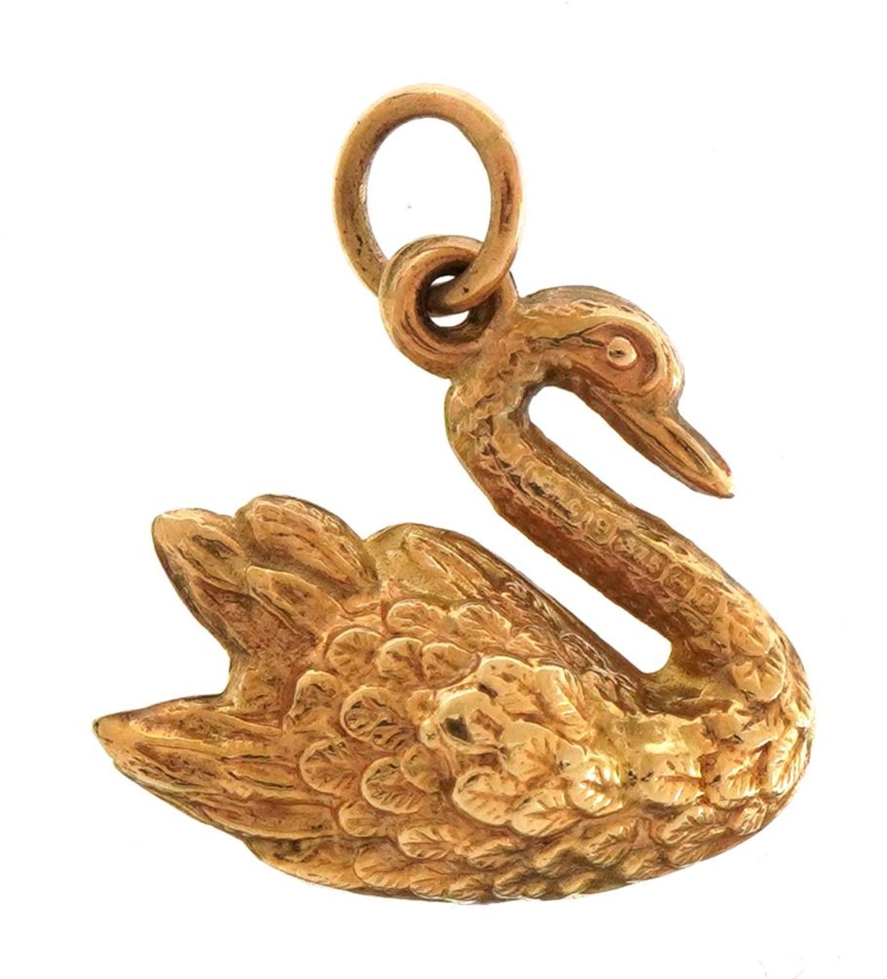 9ct gold swan charm, 1.5cm high, 1.0g - Image 2 of 3