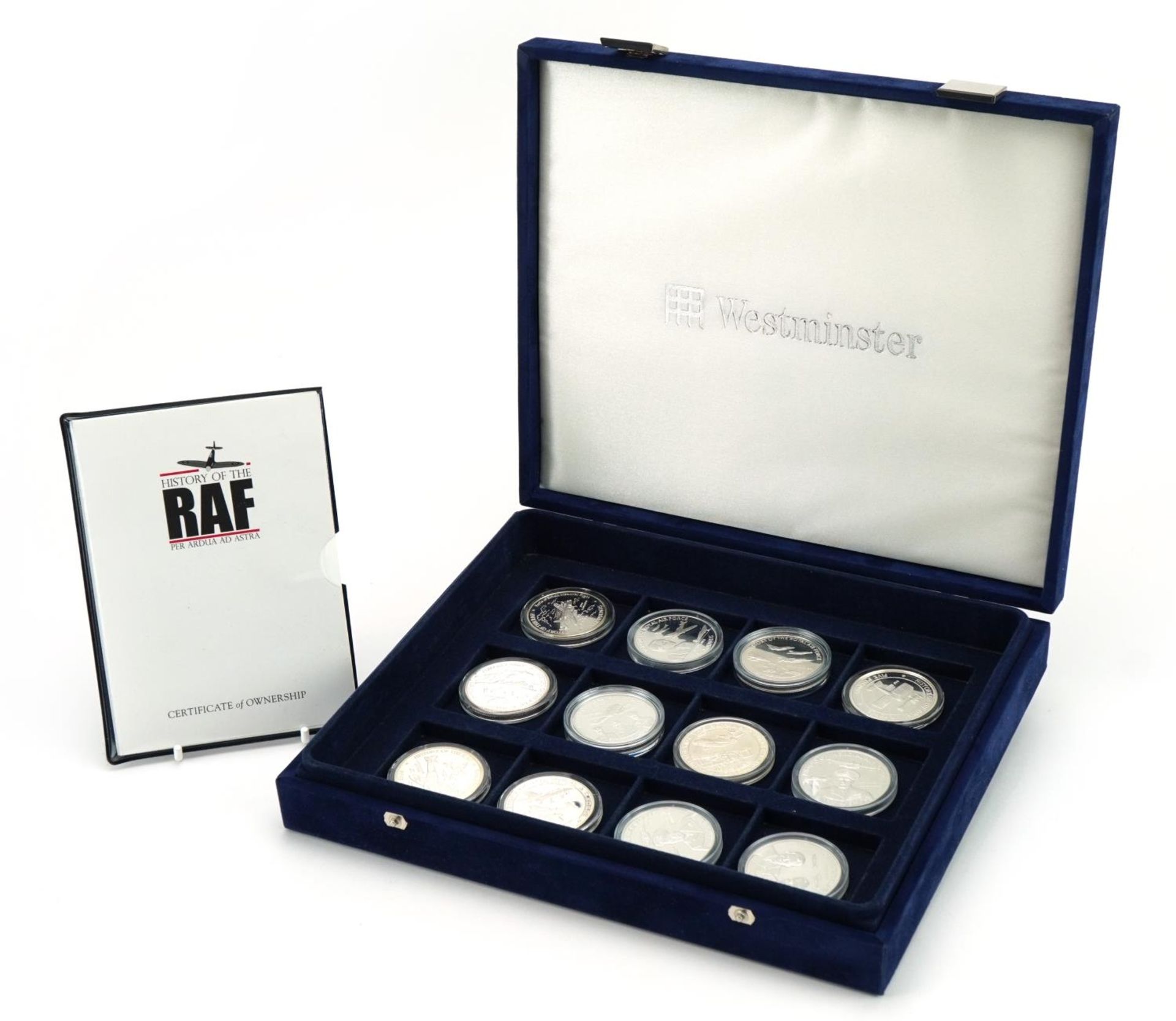 Twelve silver commemorative limited edition History of The RAF five pound coins and five dollar - Bild 2 aus 4