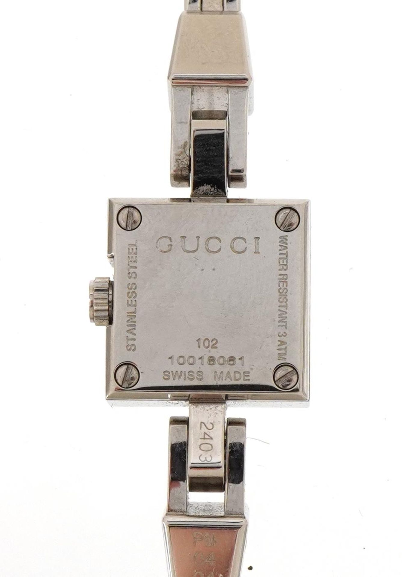 Gucci, ladies Gucci Mini G wristwatch with box, numbered 102, the case 14mm wide, 23.6g - Image 5 of 8