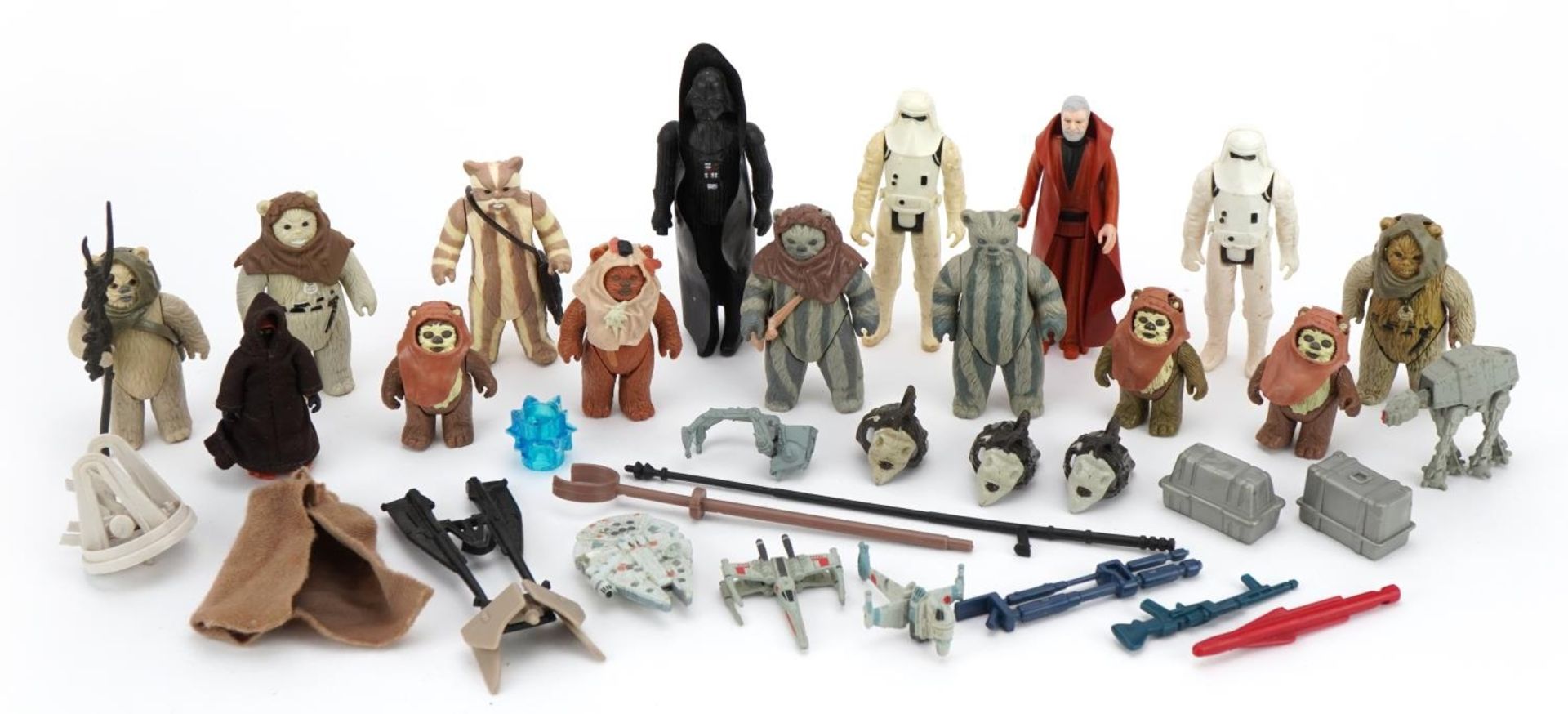 Fifteen vintage Star Wars action figures including Stormtrooper and Ewoks