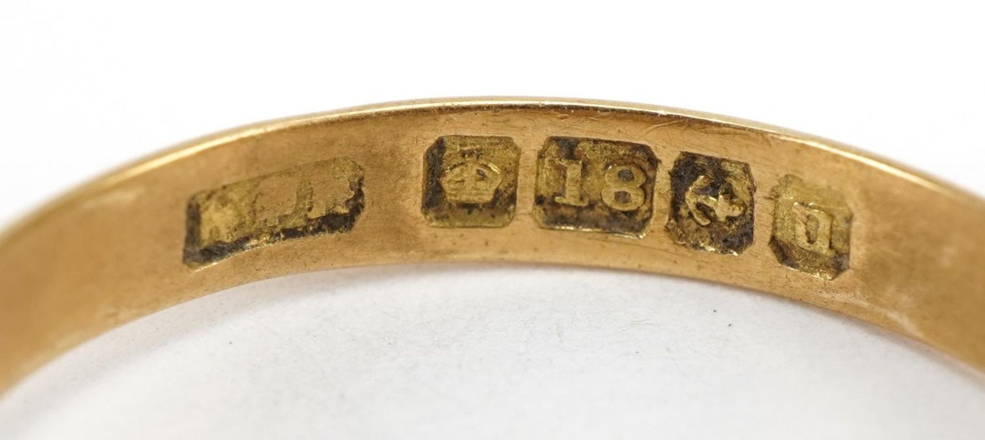 Antique 18ct gold diamond five stone ring, indistinct Birmingham hallmarks, size J, 2.6g - Image 3 of 3