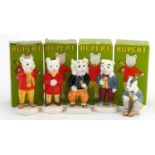 Five Beswick Rupert and his Friends figures, four with boxes comprising Rupert the Bear, Rupert