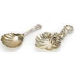 Two antique silver caddy spoons including a Victorian example, Sheffield 1859, the largest 9cm in