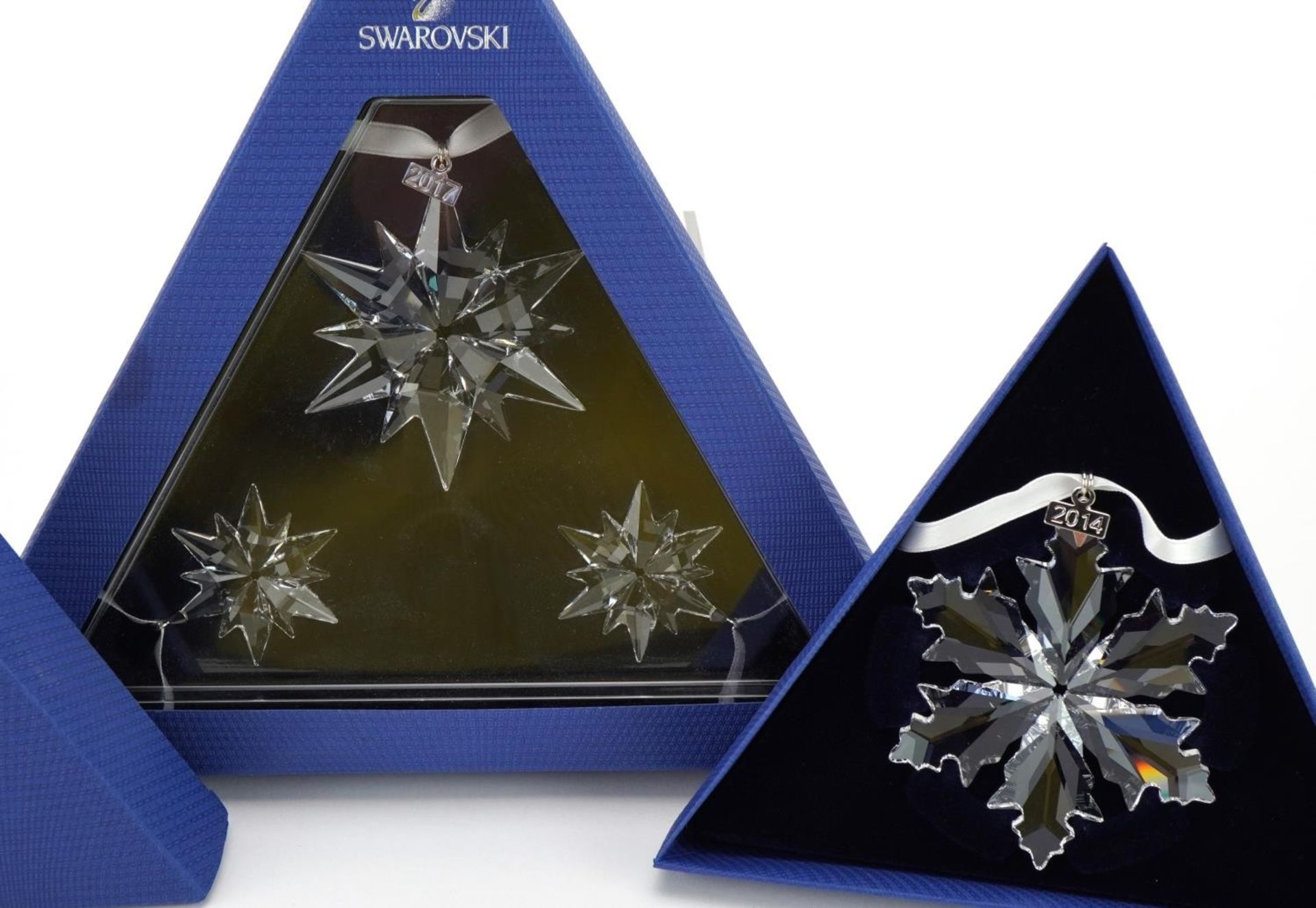 Two Swarovski Crystal Christmas ornaments with boxes comprising dates 2014 and 2017 - Image 2 of 3