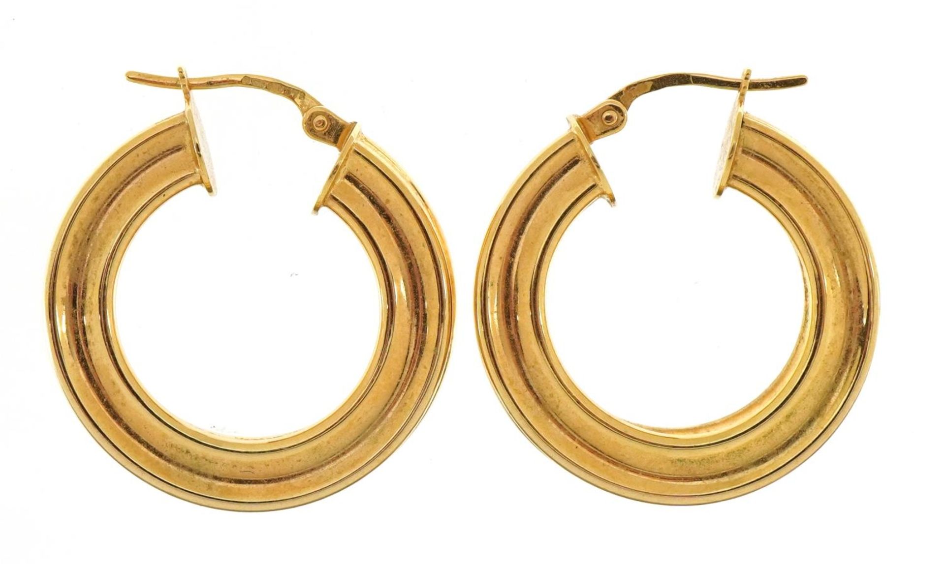 Pair of 9ct gold hoop earrings, 2.4cm in diameter, 3.8g