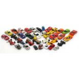 Collection of vintage and later track racing cars including Scalextric, Ninco and Hornby