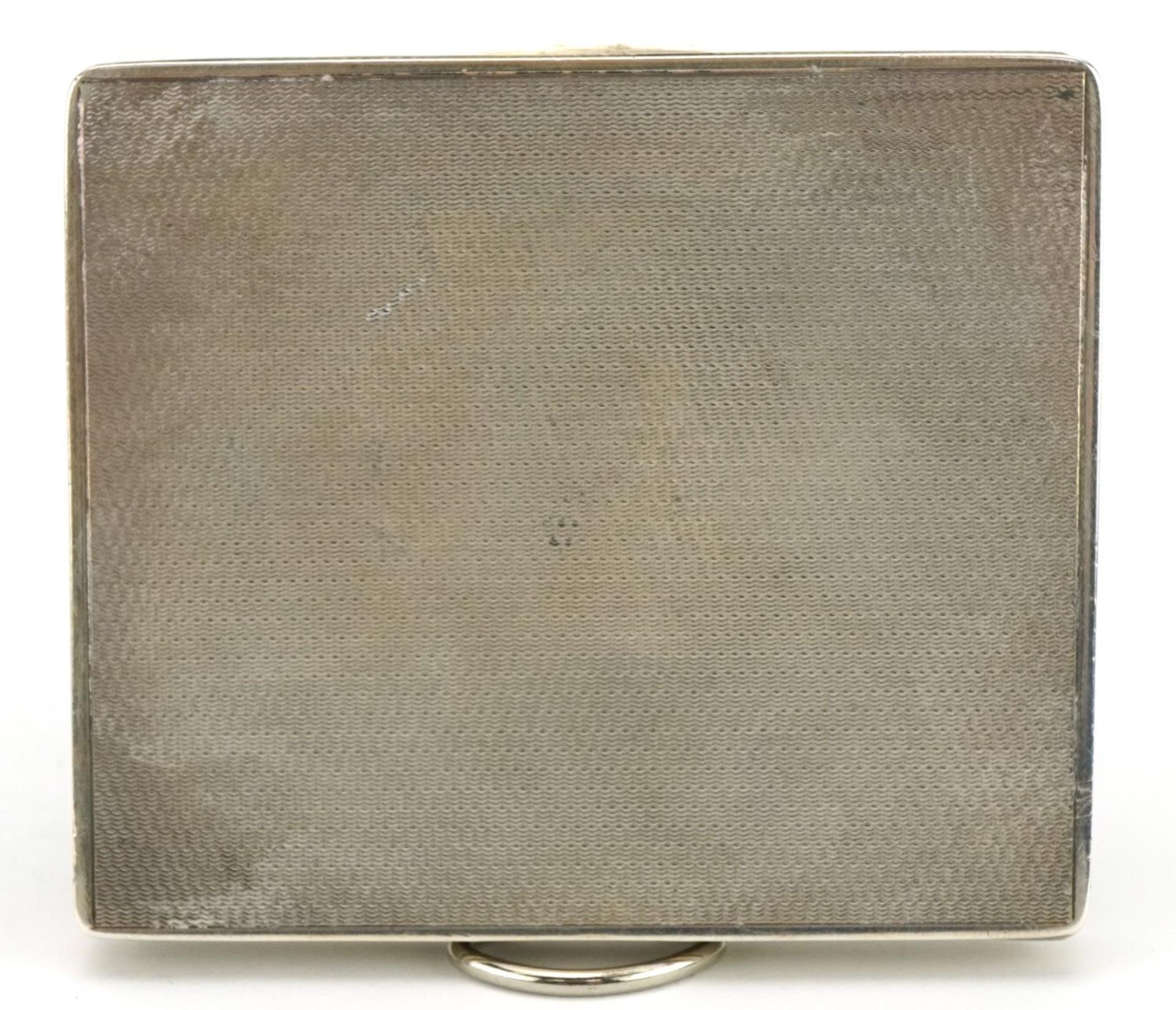 William Base & Sons, George V rectangular silver cigarette case with engine turned decoration and - Image 4 of 4