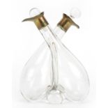 Robert Pringle & Sons, George VI silver mounted glass oil and vinegar bottle, London 1941, 13cm high