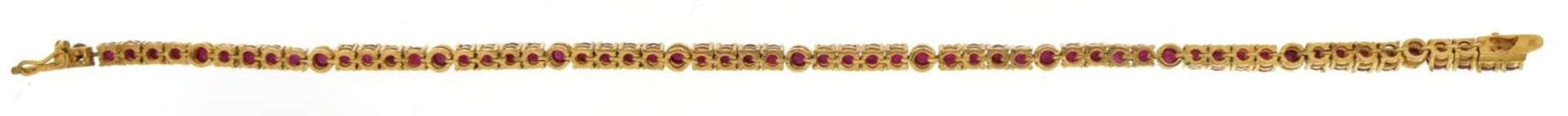 9ct gold cabochon ruby line bracelet, 19.5cm in length, 11.3g - Image 3 of 4