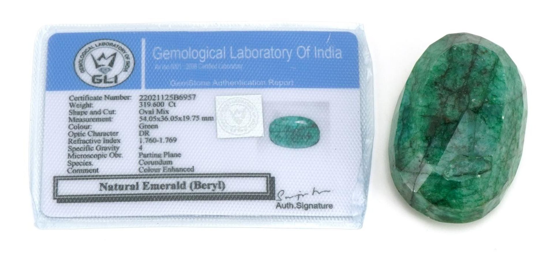 Large oval emerald gemstone with certificate, 319.6 carat - Bild 3 aus 3