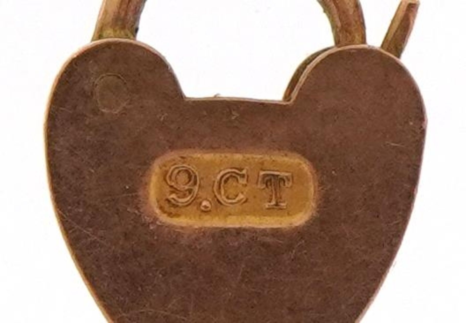 9ct rose gold love heart padlock, 1.1cm high, 0.5g - Image 3 of 3