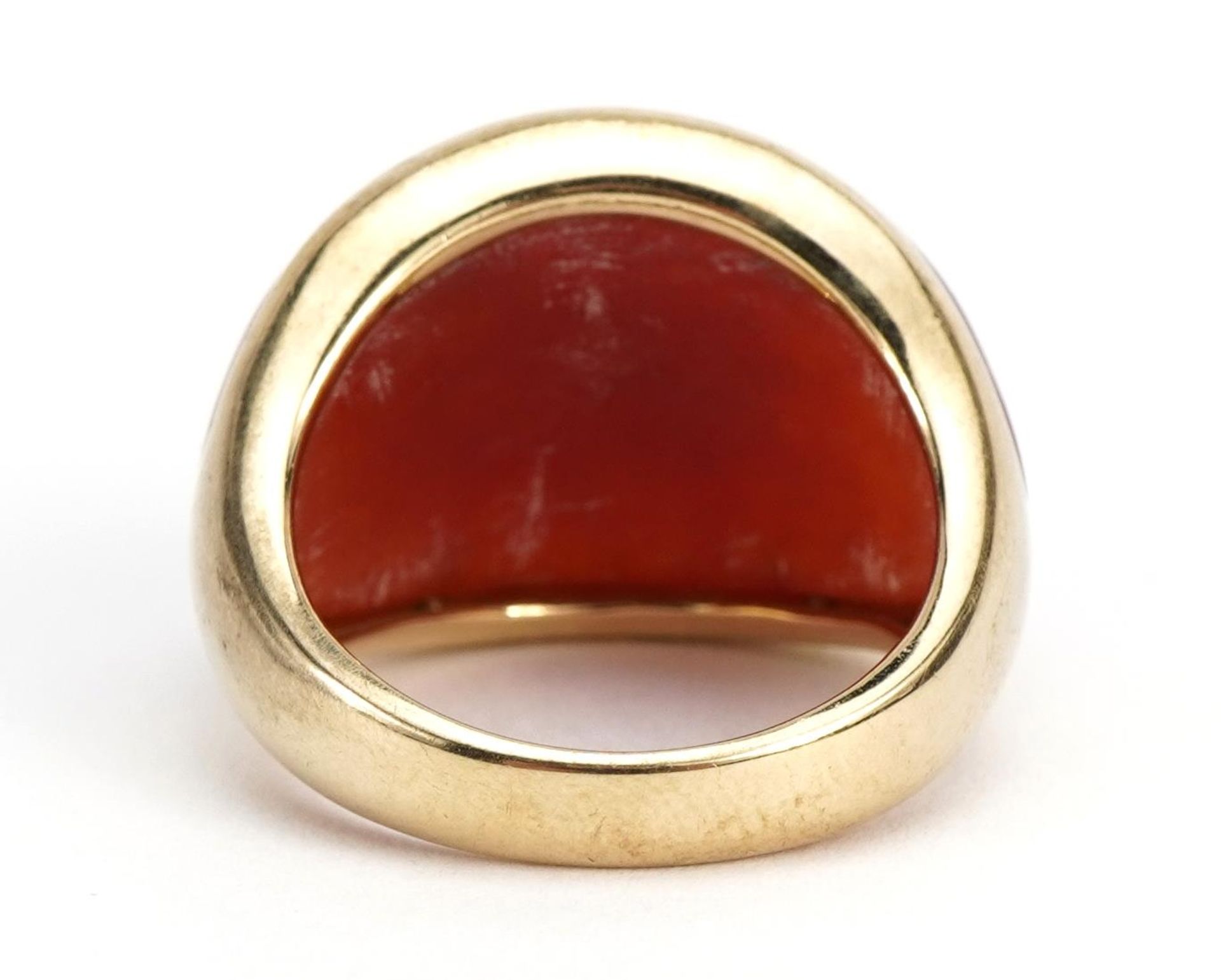 9ct gold cabochon carnelian ring, size M, 9.8g - Image 2 of 6