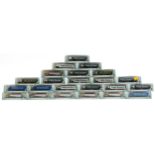 Twenty three Oxford diecast N gauge transport lorries with cases including Eddie Stobart and Knights