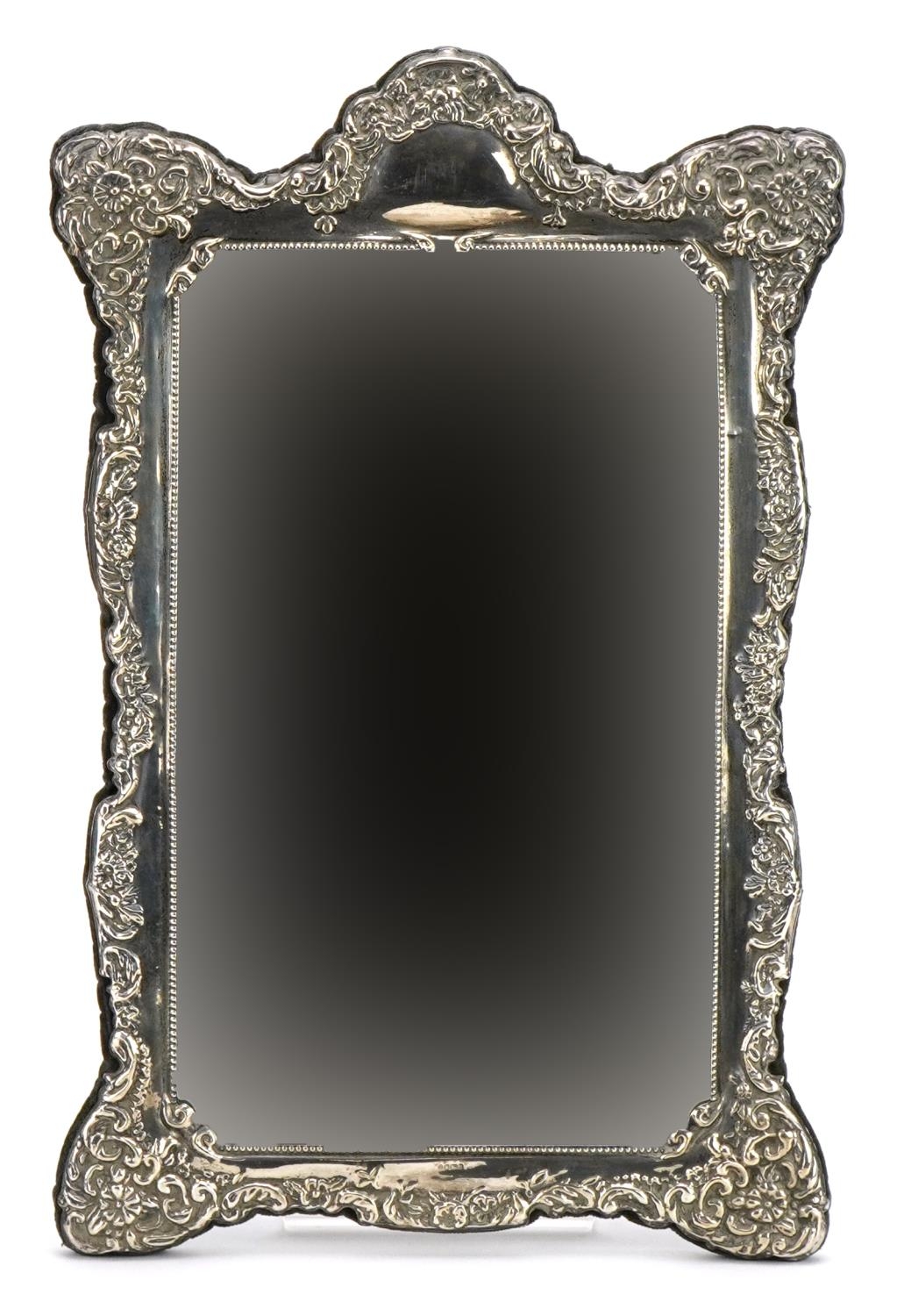Francis Howard Ltd, Rectangular silver mounted mirror with bevelled glass, Sheffield 1992, 37cm x