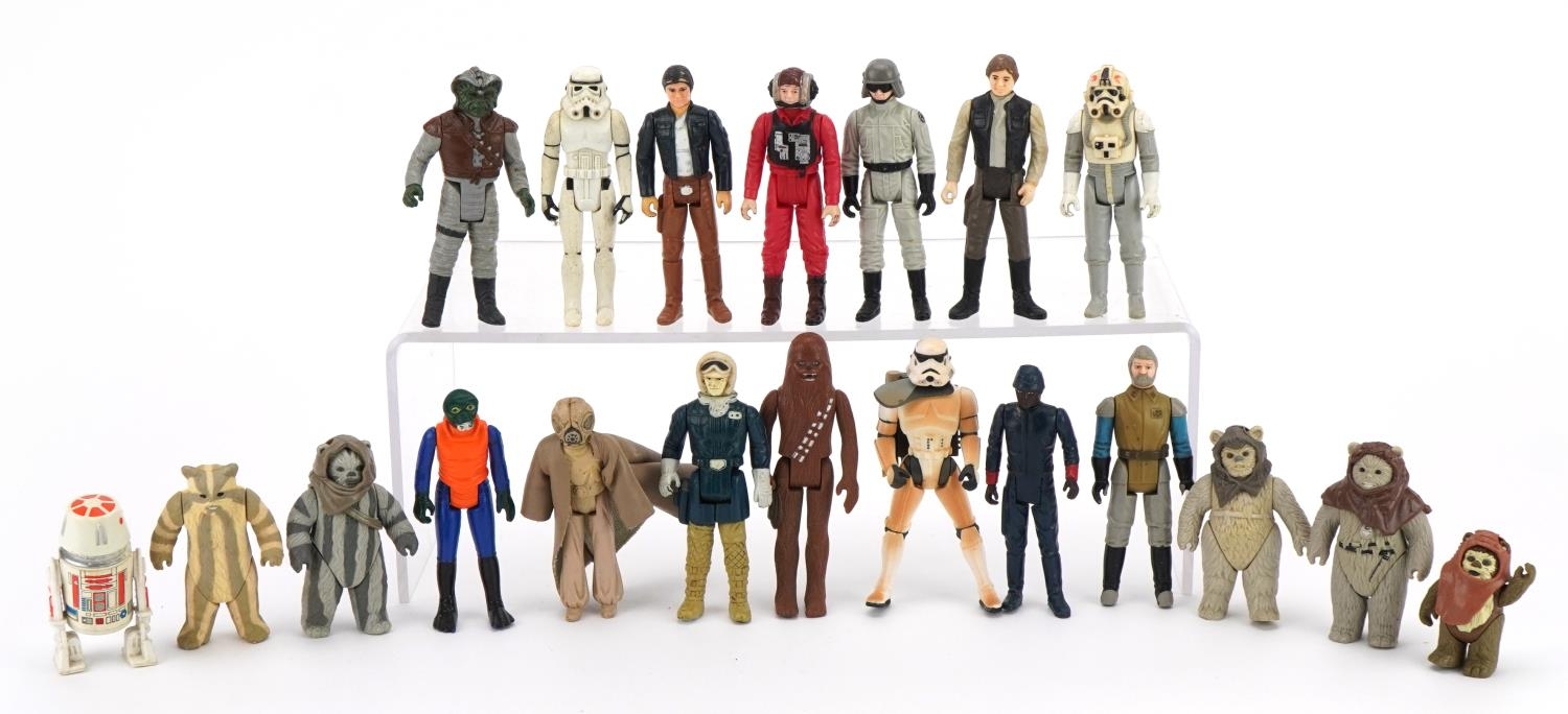 Twenty vintage Star Wars action figures including Chewbacca and Ewoks