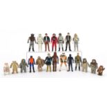 Twenty vintage Star Wars action figures including Chewbacca and Ewoks