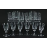 Set of six Edinburgh Crystal tumblers and set of six Stuart Crystal glasses, the largest 10cm high