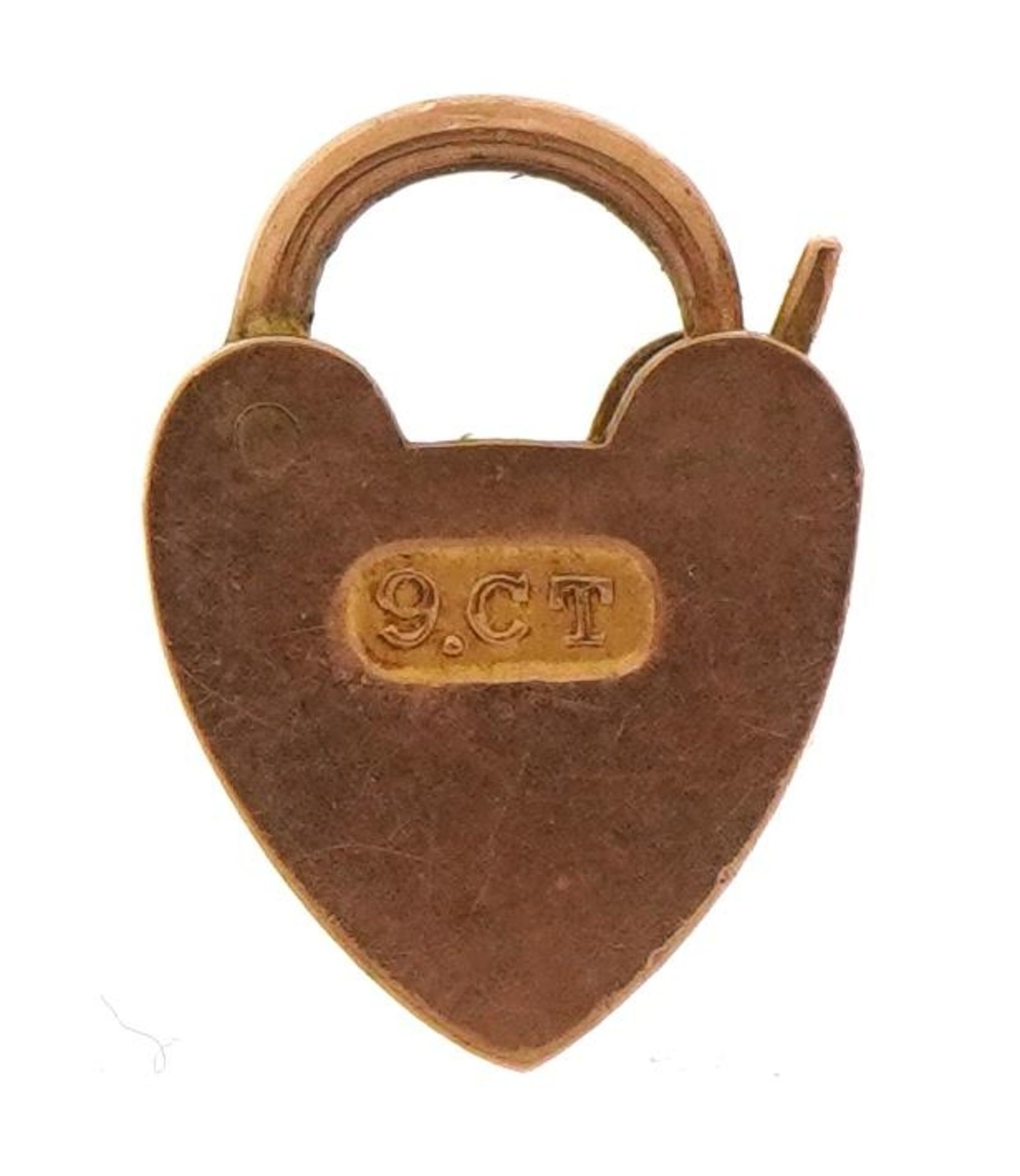 9ct rose gold love heart padlock, 1.1cm high, 0.5g - Image 2 of 3