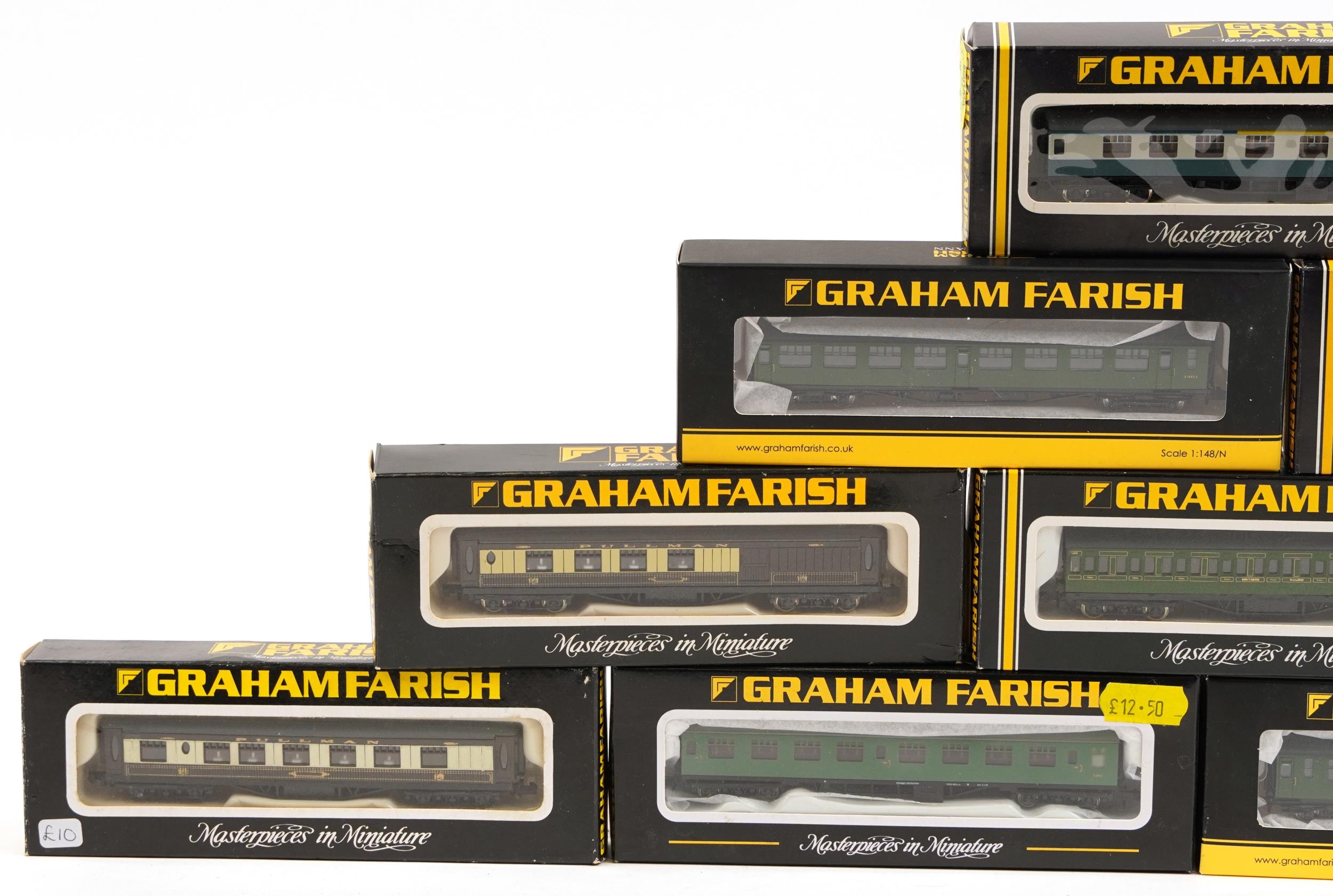Ten Graham Farish N gauge model railway carriages with boxes, numbers 0603, 0615, 0623, 0646, - Image 2 of 5
