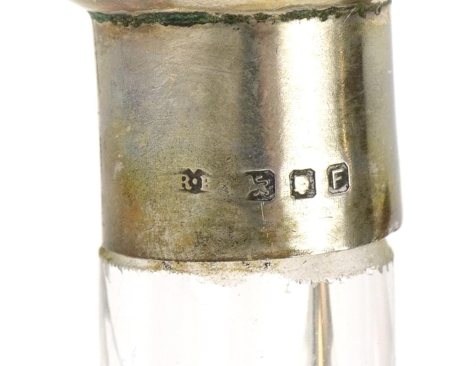Robert Pringle & Sons, George VI silver mounted glass oil and vinegar bottle, London 1941, 13cm high - Image 3 of 4