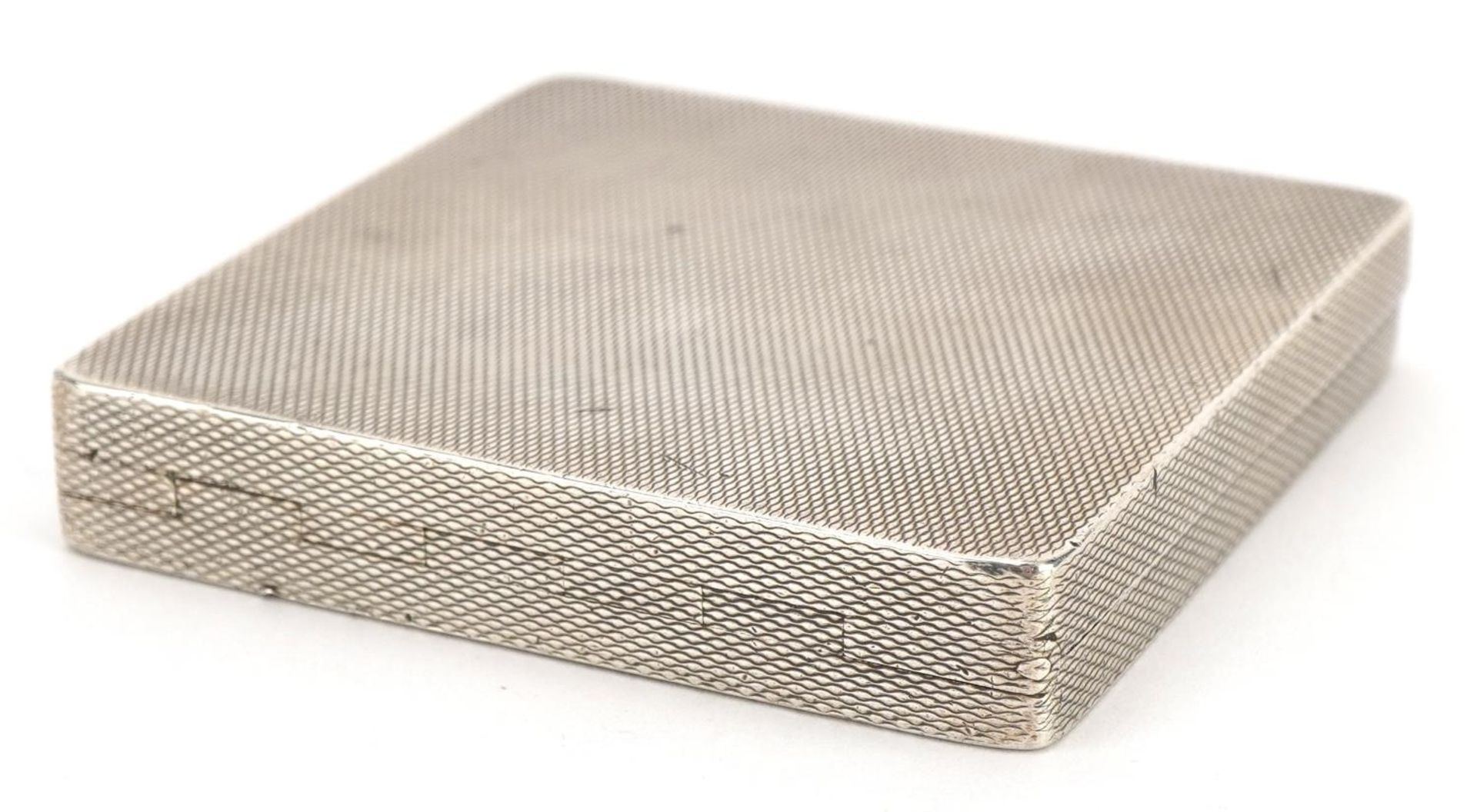 Art Deco silver cigarette case with engine turned decoration and hinged lid, Birmingham 1930, 5. - Image 4 of 5