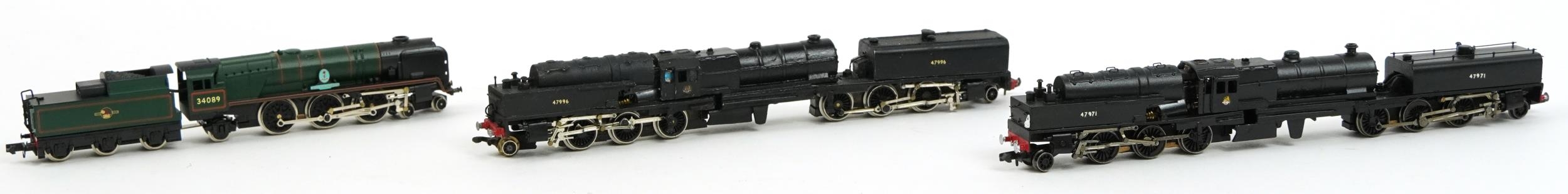 Three Graham Farish N gauge model railway locomotives and tenders - Image 2 of 2