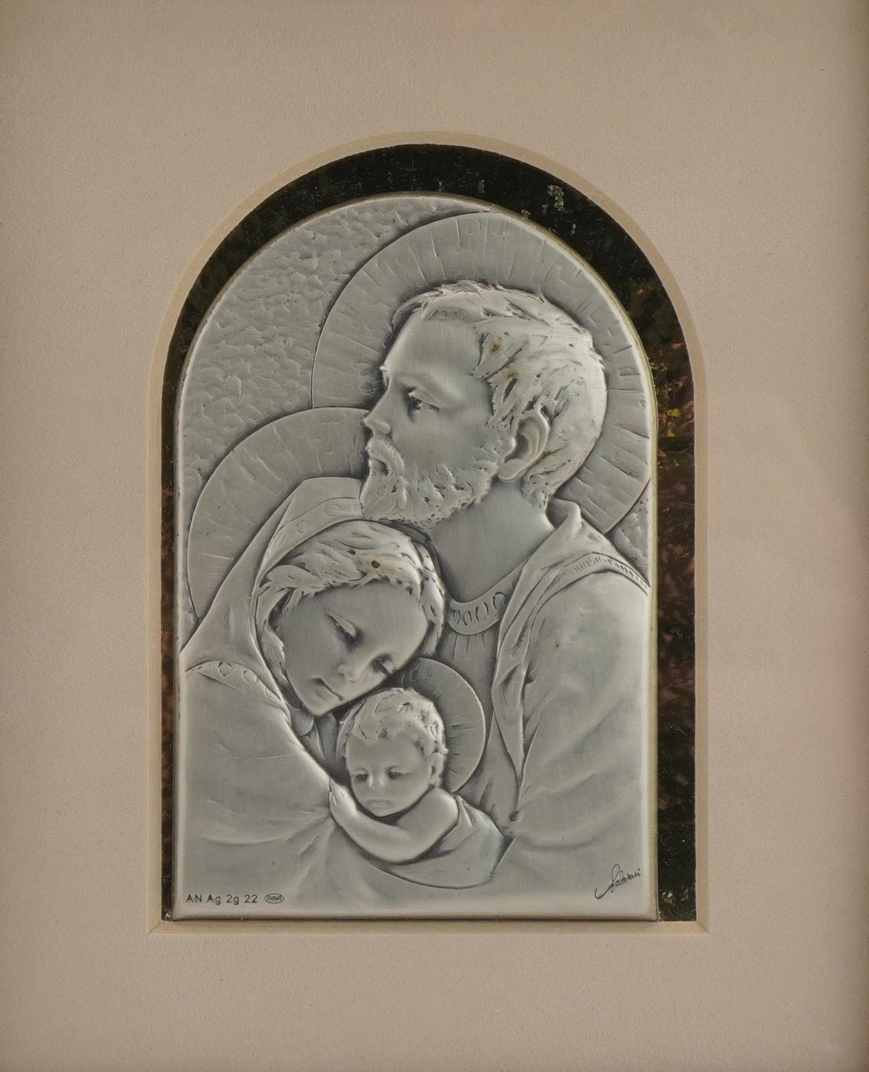 Two silver plaques embossed with religious figures by Obrazek and stylised tulips with 999 silver - Image 4 of 8