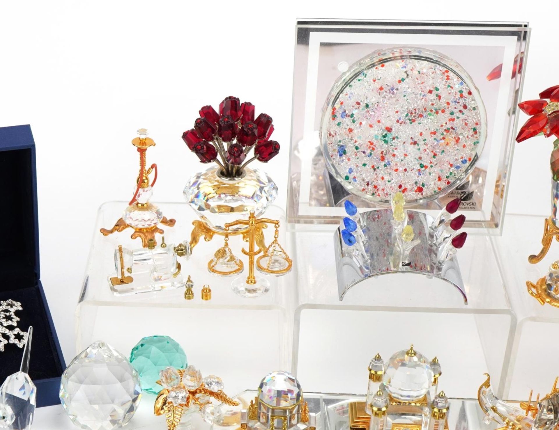 Collection of mostly Swarovski Crystal including miniature flowers raised on a stand, snowflake - Image 2 of 6