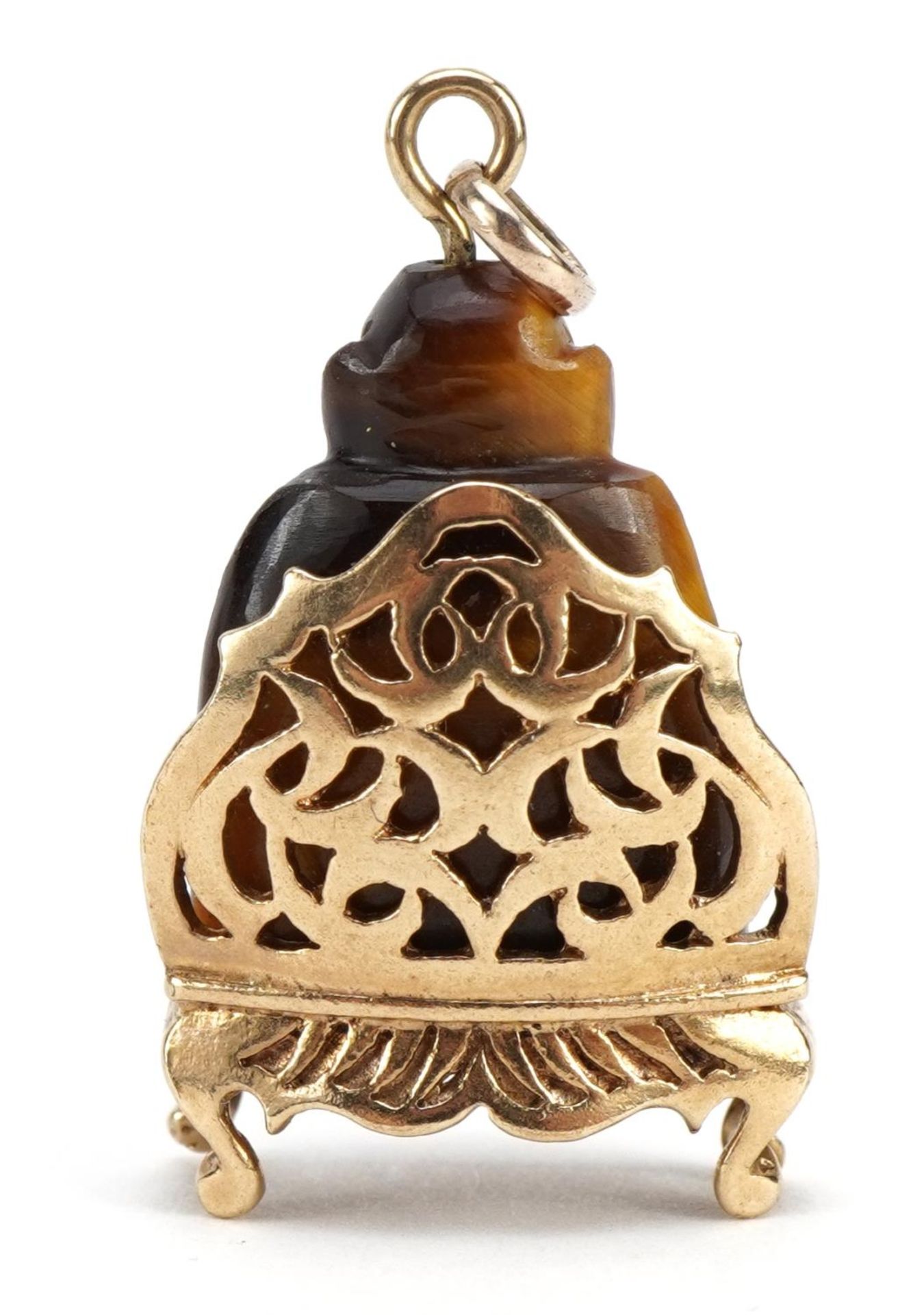9ct gold and tiger's eye Buddha charm, 3.3cm high, 7.9g - Image 2 of 3