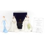 Three collectable porcelain figurines comprising Royal Worcester Her Majesty Queen Elizabeth II