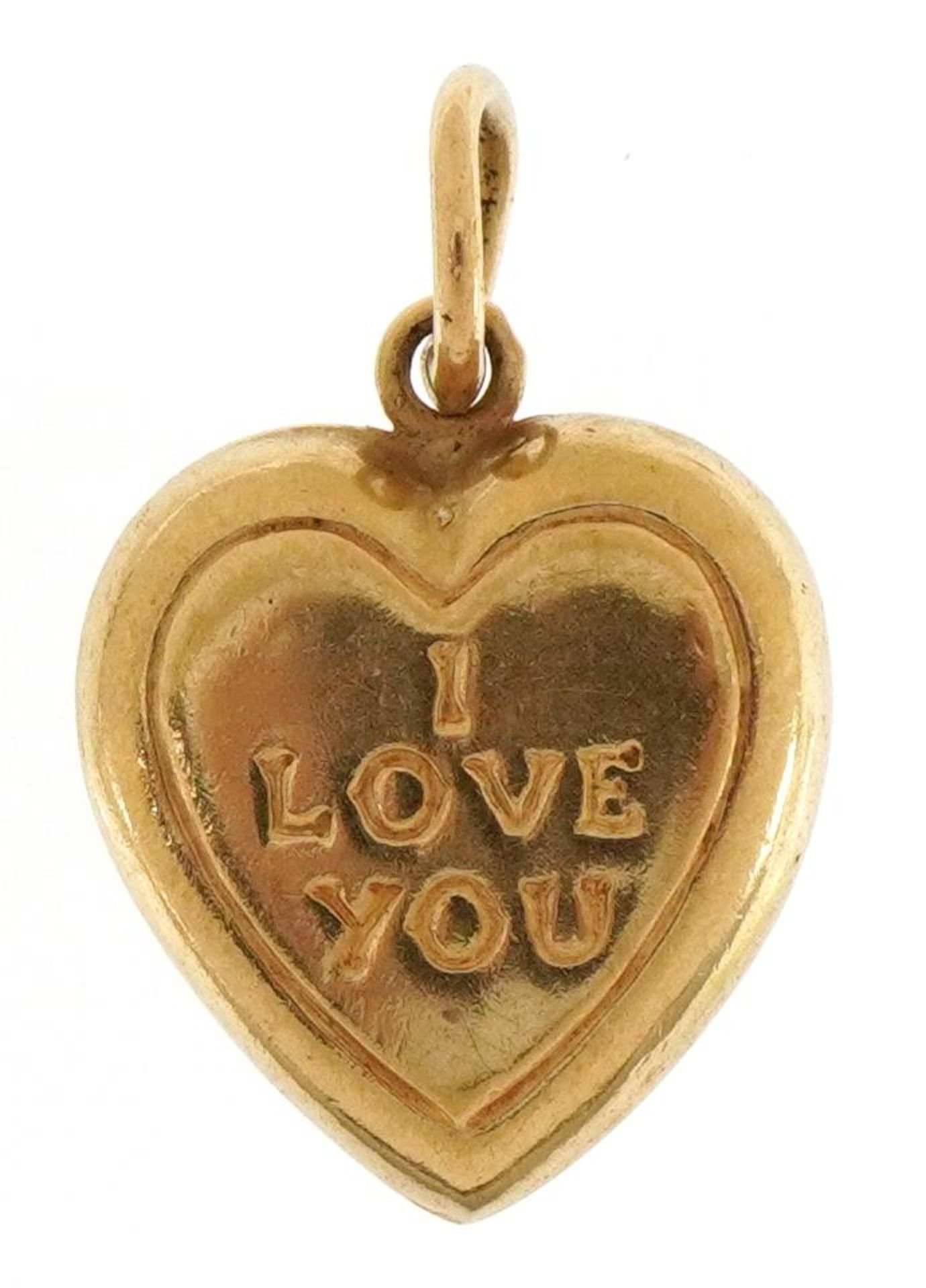 9ct gold I Love You charm, 1.6cm high, 0.9g