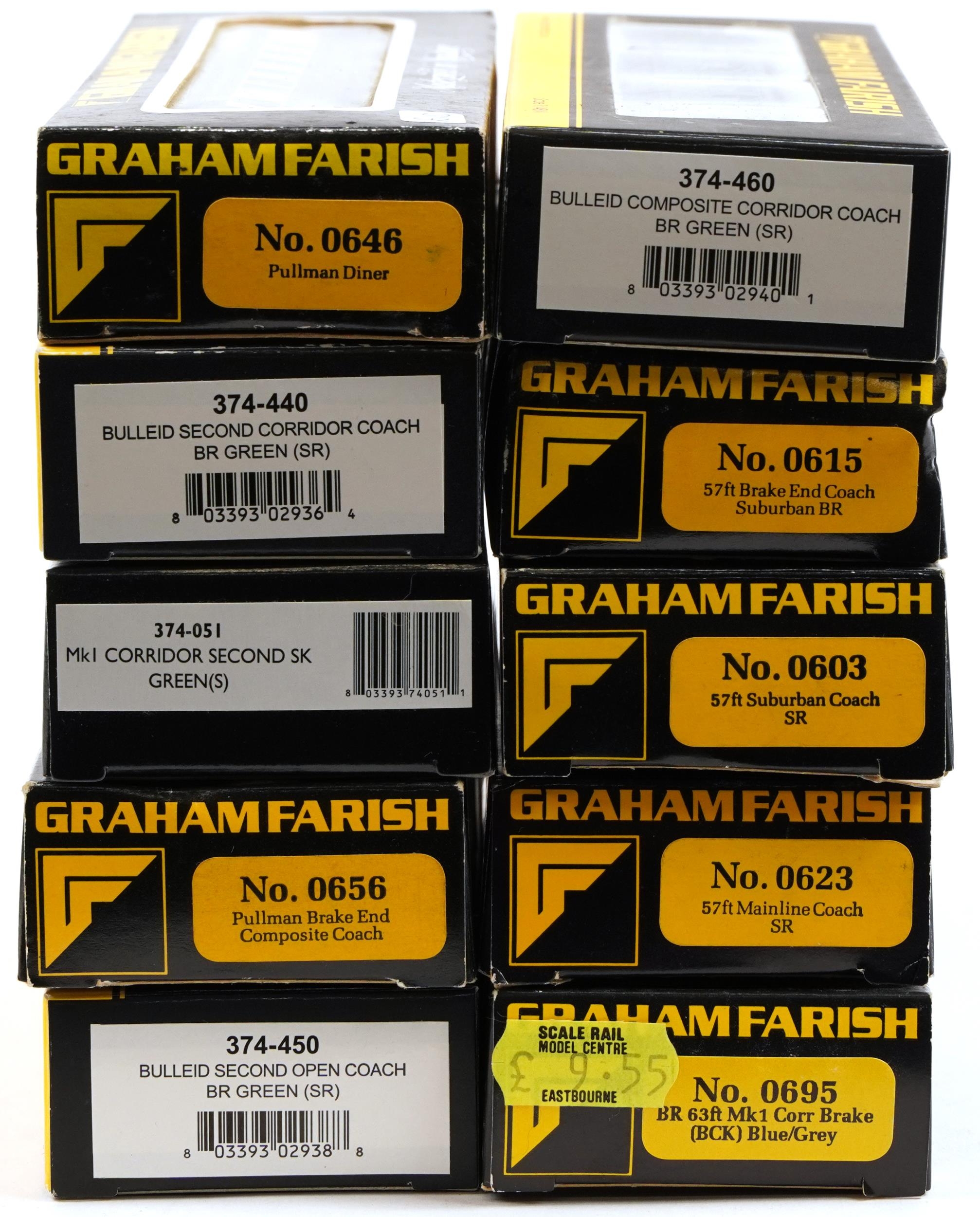 Ten Graham Farish N gauge model railway carriages with boxes, numbers 0603, 0615, 0623, 0646, - Image 5 of 5