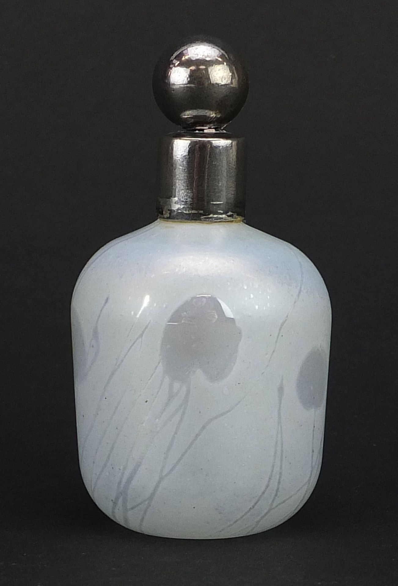 John Ditchfield, Glasform iridescent art glass scent bottle with white metal stopper and collar, - Bild 2 aus 5