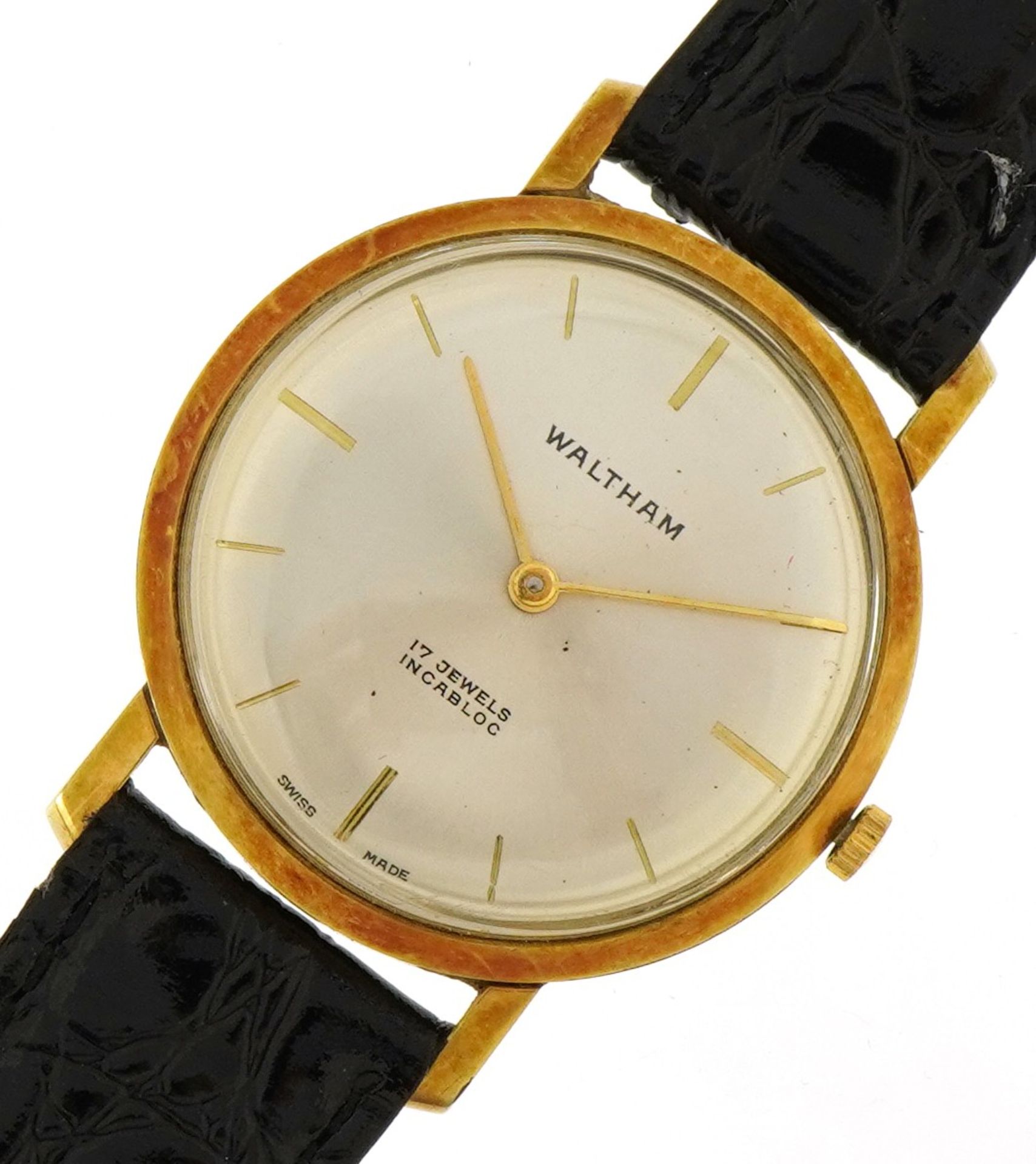 Gentlemen's Waltham wristwatch numbered 1021-31, the case 34mm in diameter, total weight 23.5g