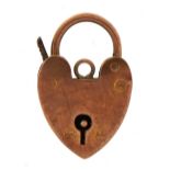 9ct rose gold love heart padlock, 2.2cm high, 2.1g