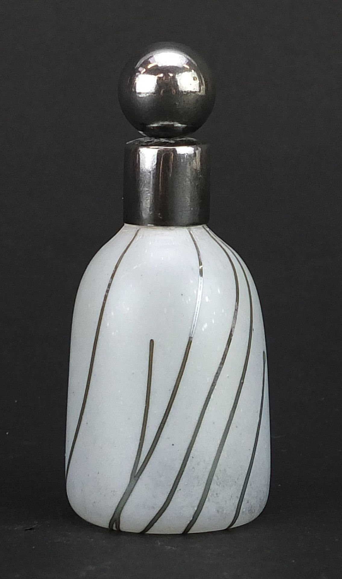 John Ditchfield, Glasform iridescent art glass scent bottle with white metal stopper and collar, - Image 2 of 5