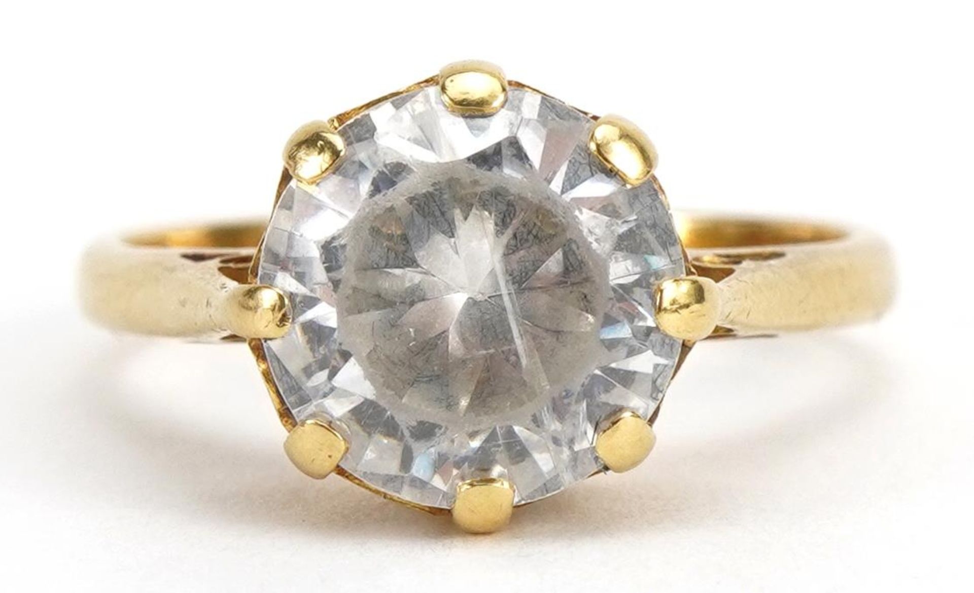 18ct gold clear stone solitaire ring, size L/M, 3.9g