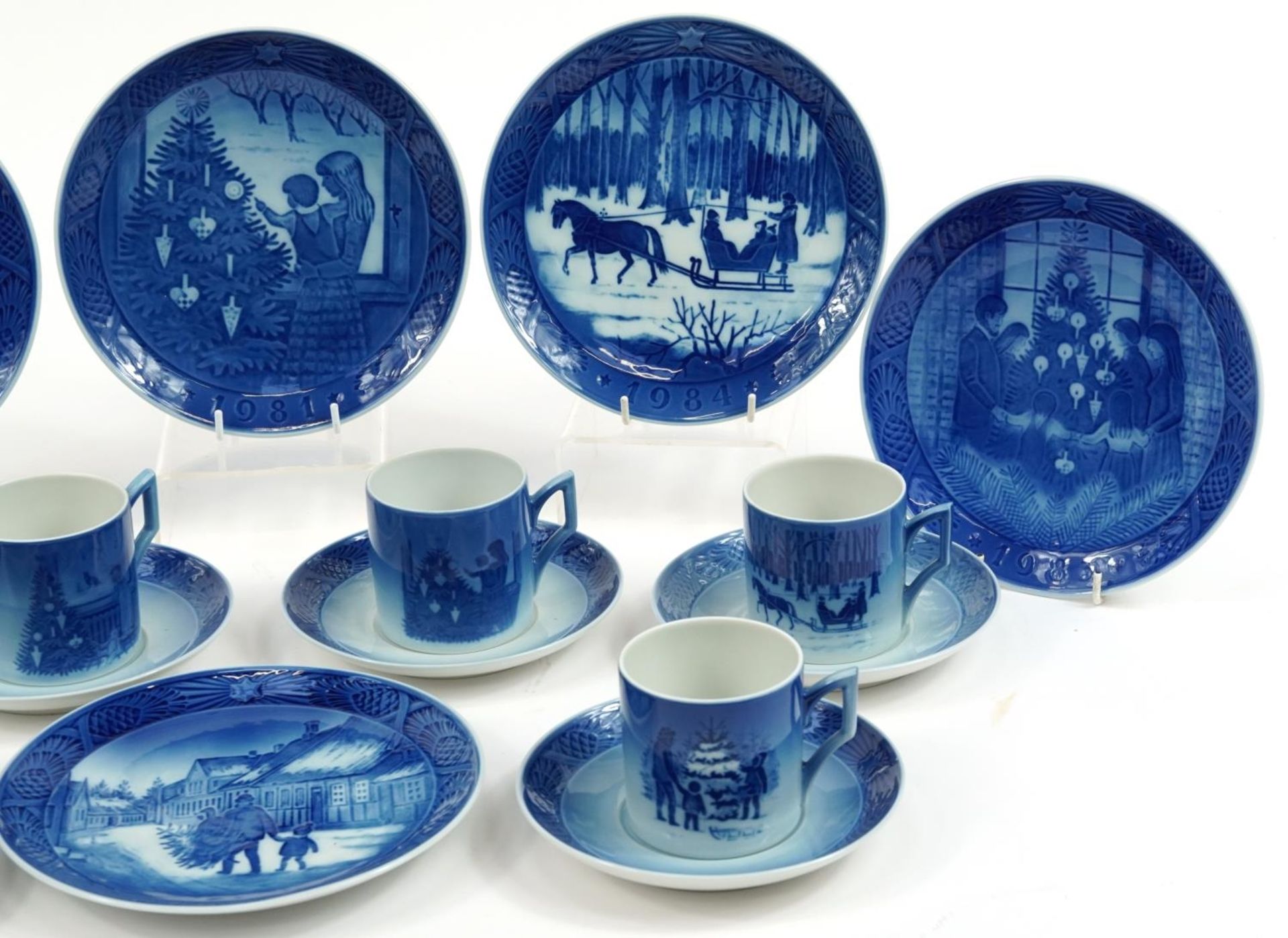 Royal Copenhagen Christmas collectable china comprising six cups with saucers and six year plates, - Image 3 of 5