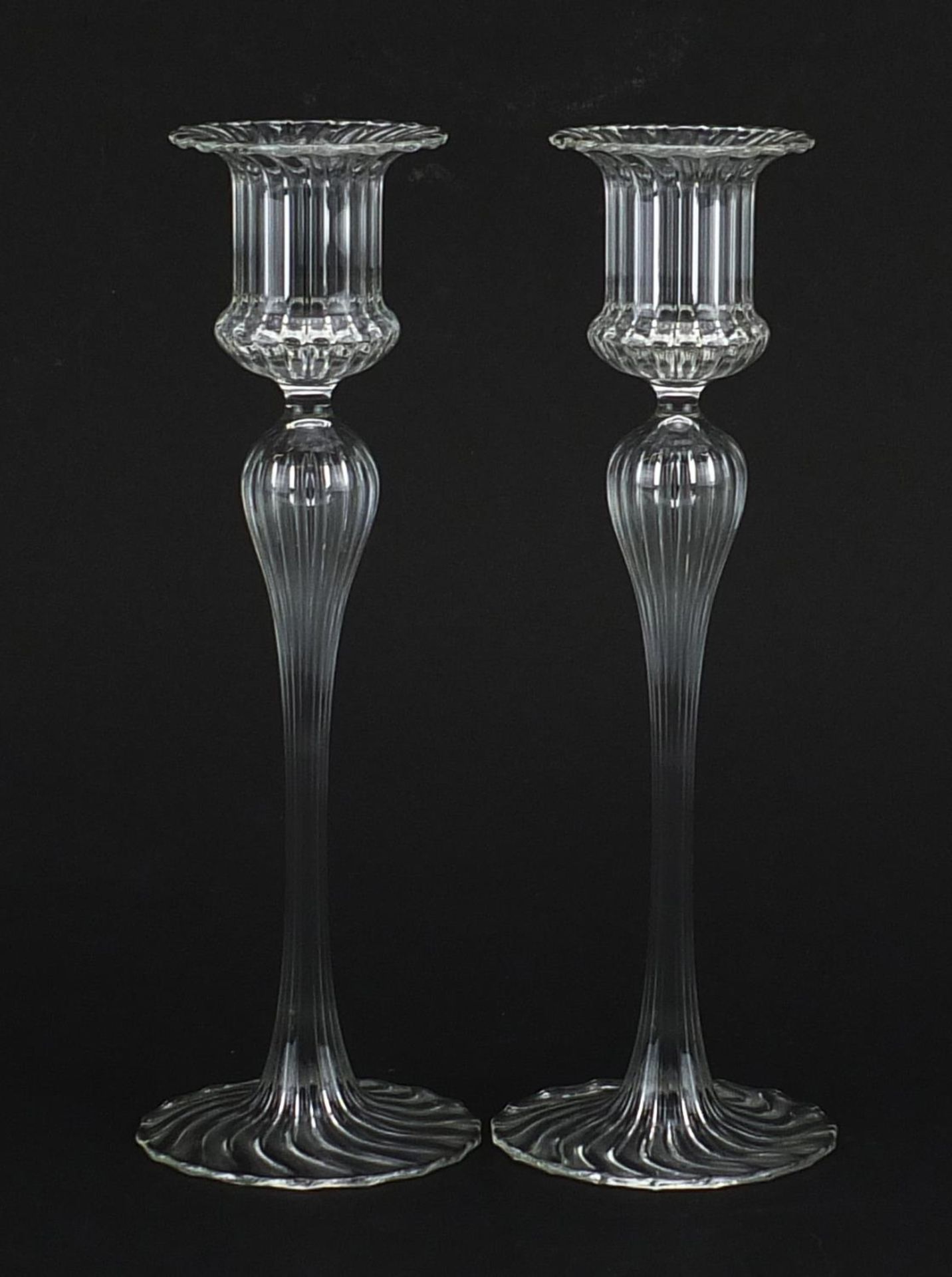 Pair of Venetian glass candlesticks, each 21cm high