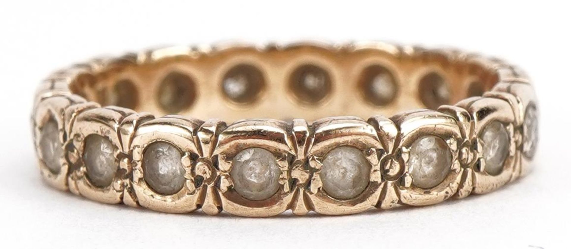 9ct gold clear stone eternity ring size P/Q, 3.2g - Image 2 of 3
