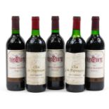 Five bottles of Bordeaux red wine comprising three bottles of 1993 Chateau Beausejour and two