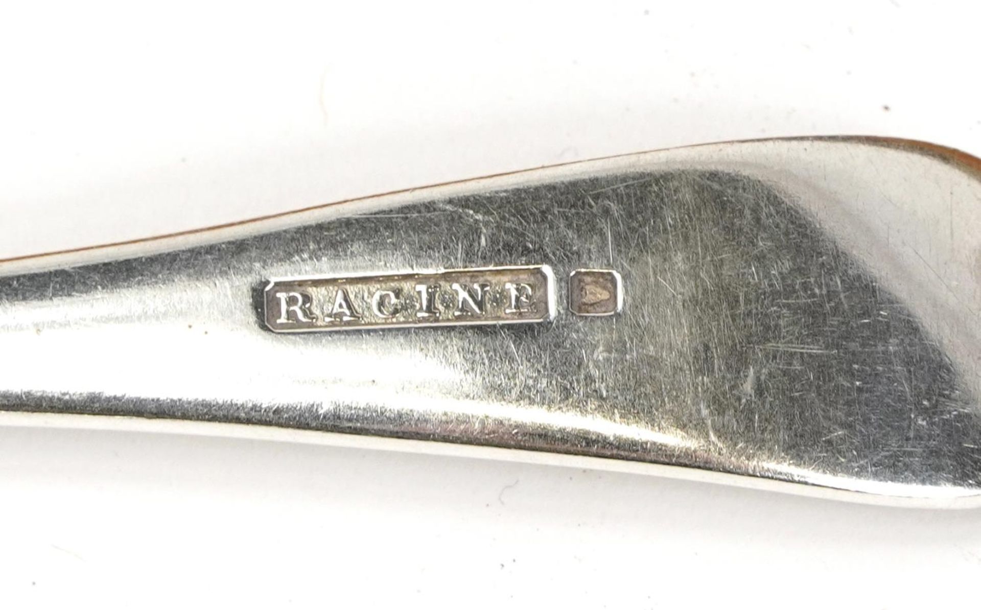 Racine oak canteen of silver plated cutlery, the knives and carving set with ivorine handles, the - Image 7 of 10